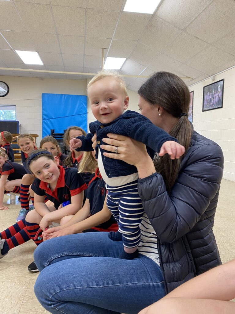Baby Theo comes for a visit, Copthill School