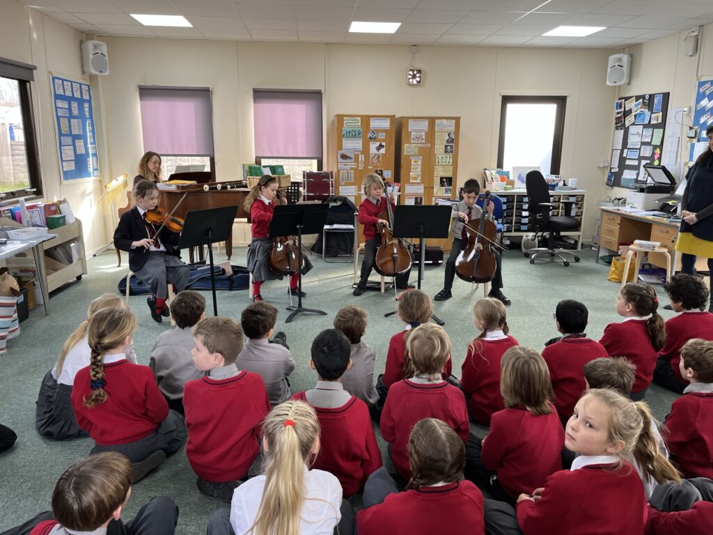 Year 4 Strings start the day in style!, Copthill School