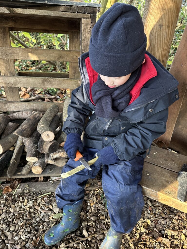Whittling mini characters, Copthill School